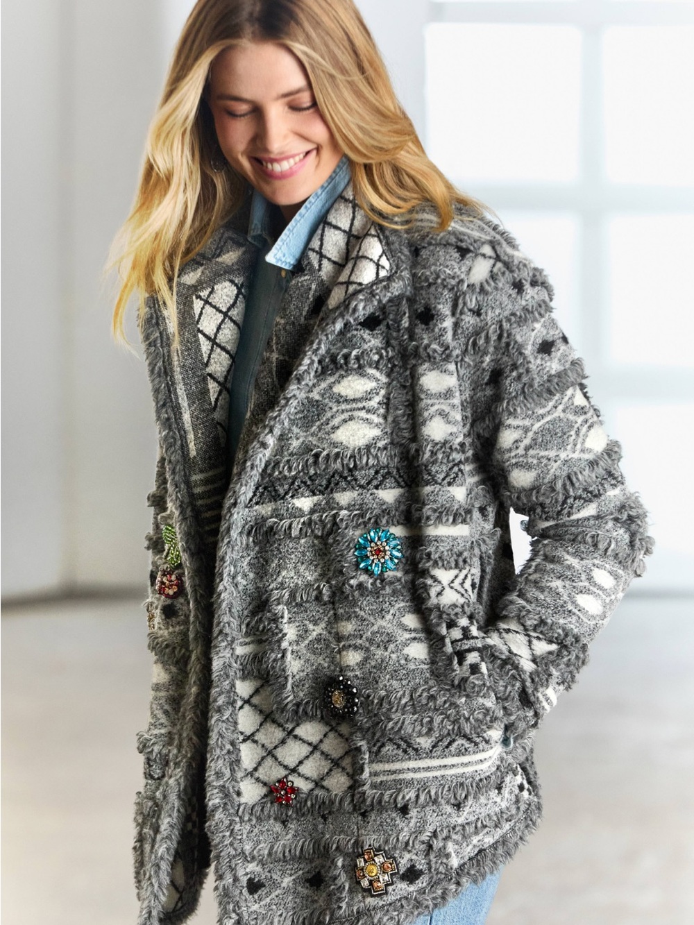 Johnny Was Patchwork Jacket Cordelia Black size Small